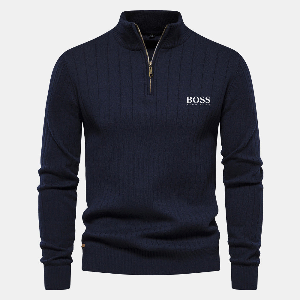 HB Zip Classic Knit Sweater Blue / S HB Zip Classic Knit Sweater