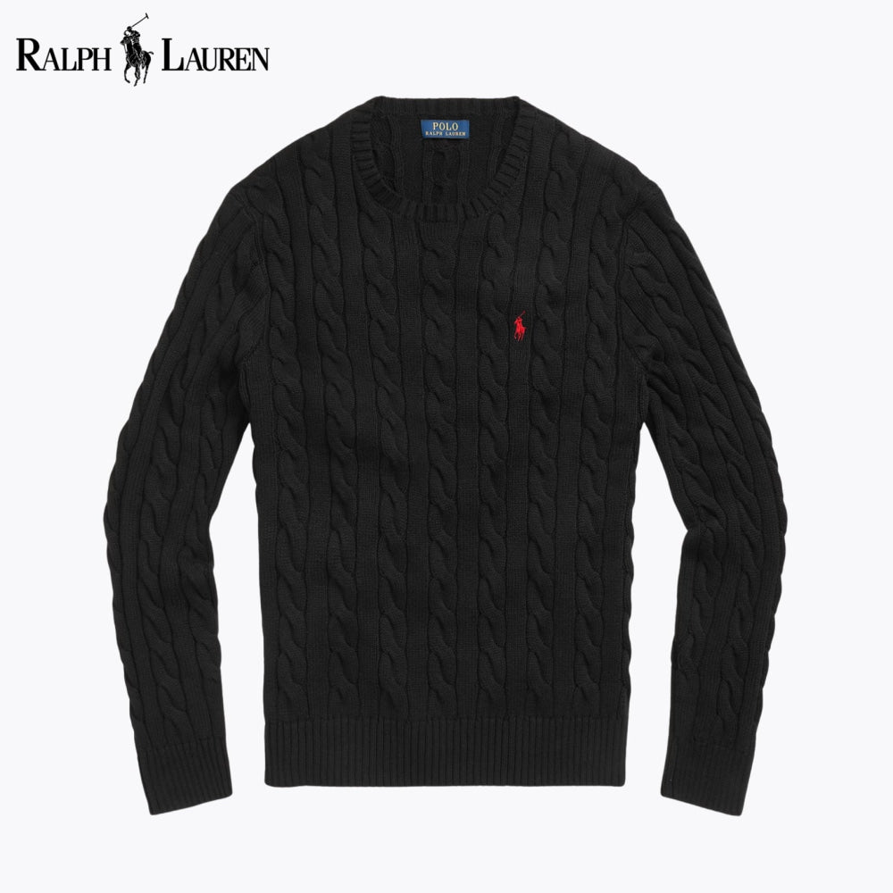 RL Cable-Knit Cotton Jumper Black / S RL Cable-Knit Cotton Jumper