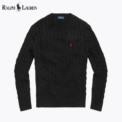 RL Cable-Knit Cotton Jumper Black / S RL Cable-Knit Cotton Jumper