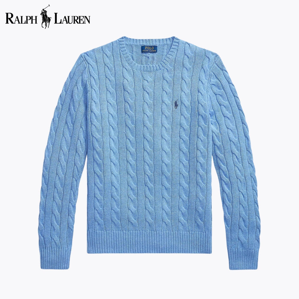 RL Cable-Knit Cotton Jumper Blue / S RL Cable-Knit Cotton Jumper