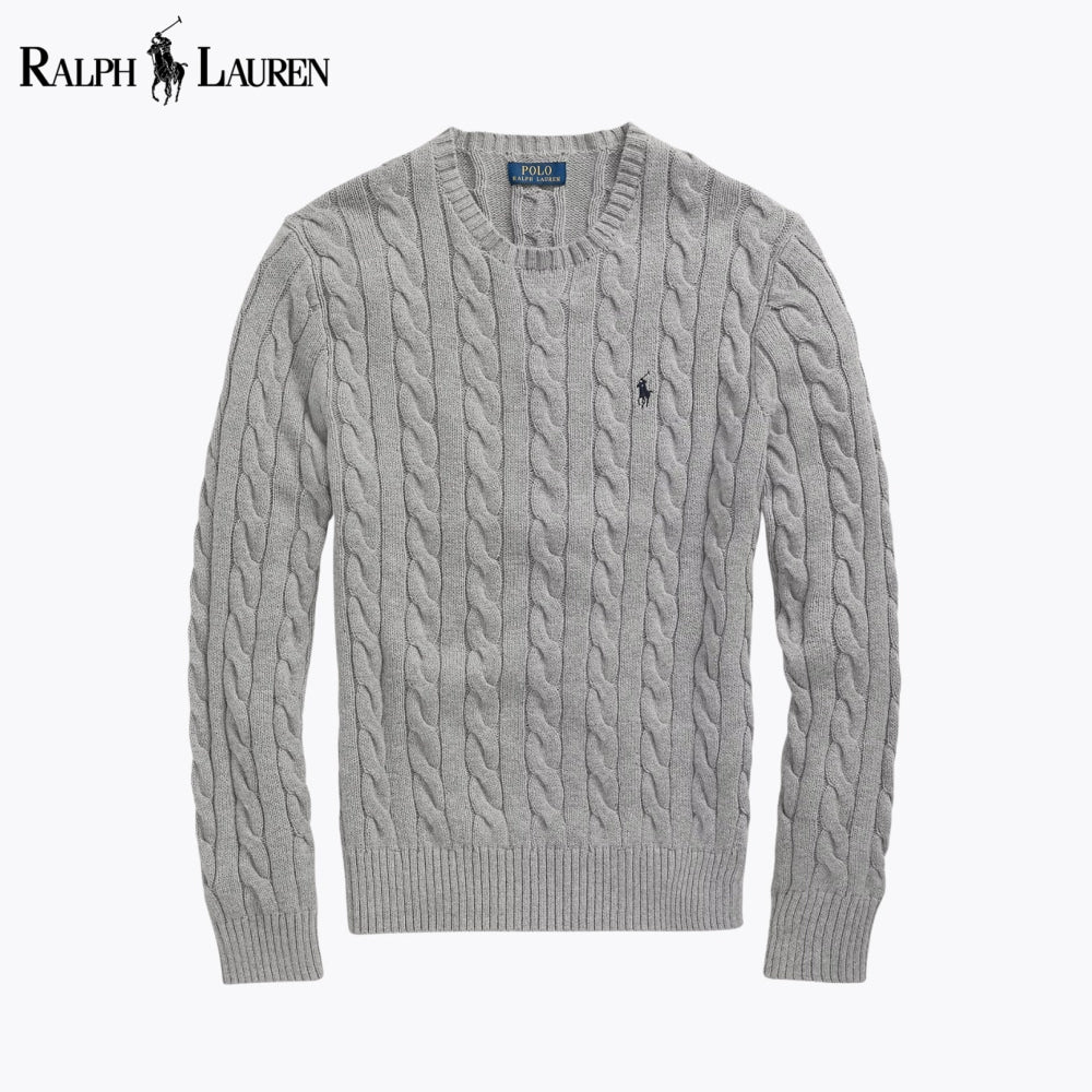RL Cable-Knit Cotton Jumper Grey / S RL Cable-Knit Cotton Jumper