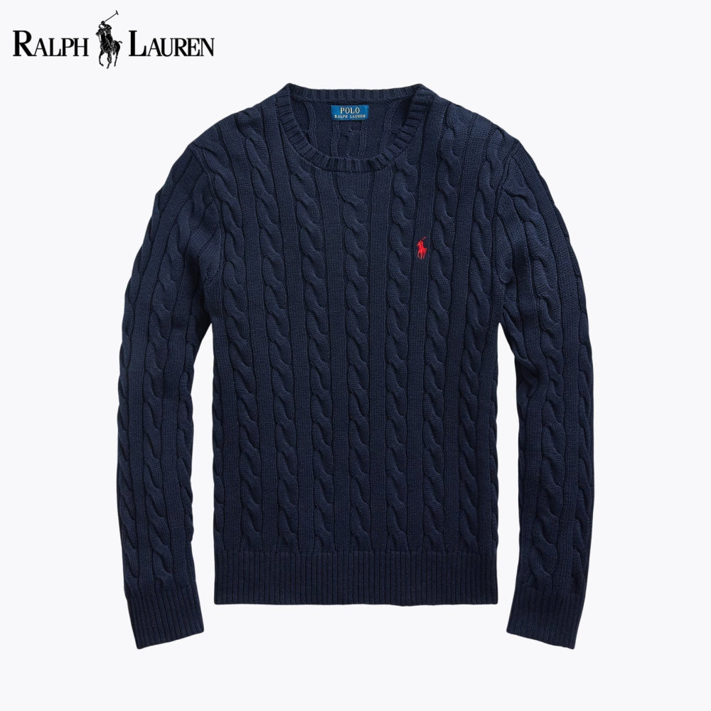 RL Cable-Knit Cotton Jumper Navy Blue / S RL Cable-Knit Cotton Jumper