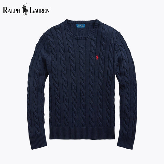 RL Cable-Knit Cotton Jumper Navy Blue / S RL Cable-Knit Cotton Jumper