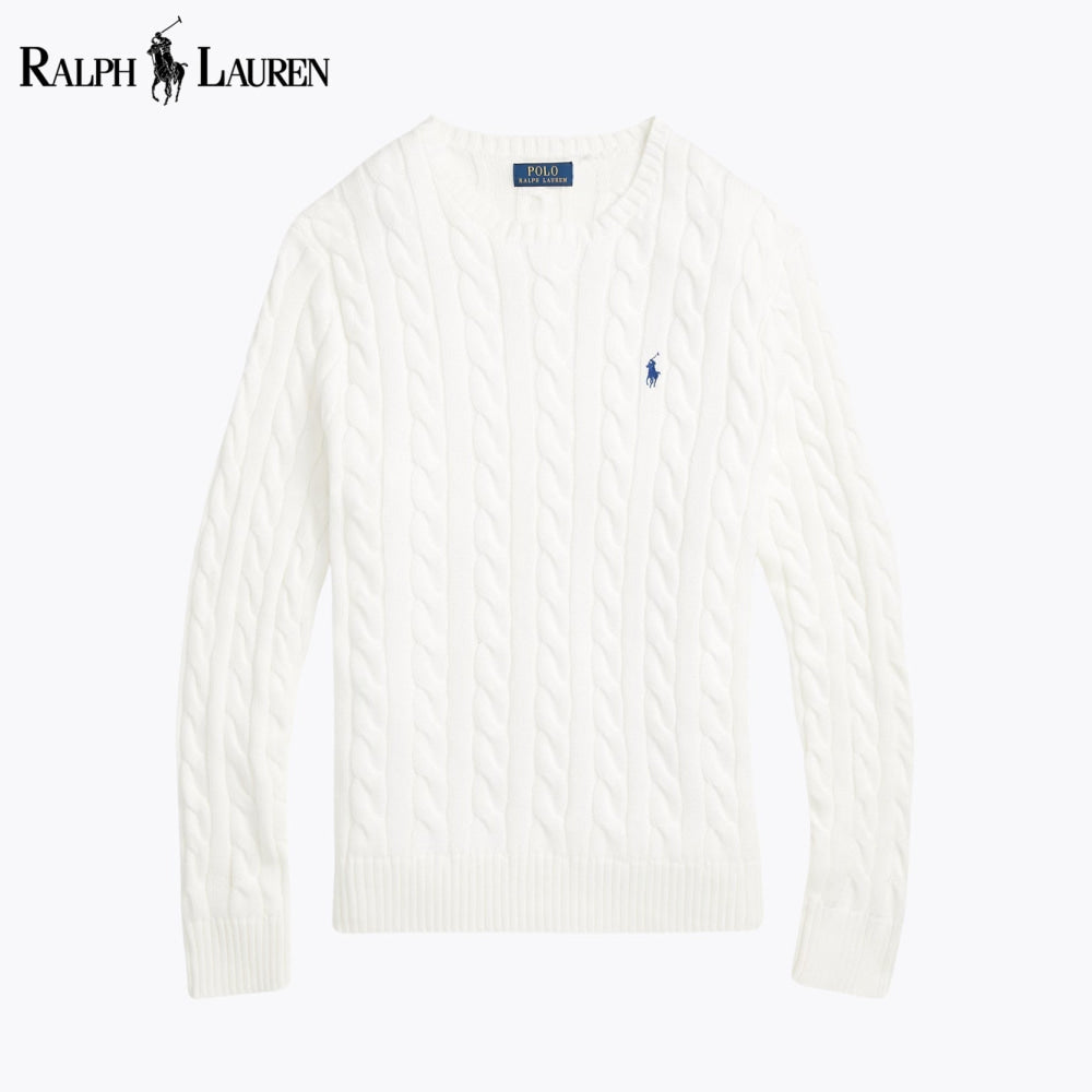RL Cable-Knit Cotton Jumper White / S RL Cable-Knit Cotton Jumper