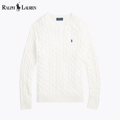 RL Cable-Knit Cotton Jumper White / S RL Cable-Knit Cotton Jumper