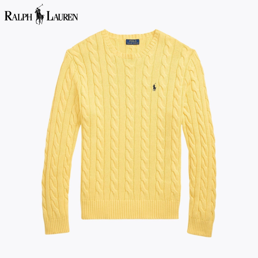 RL Cable-Knit Cotton Jumper Yellow / S RL Cable-Knit Cotton Jumper