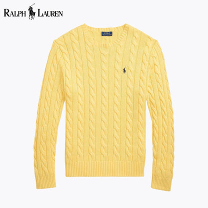 RL Cable-Knit Cotton Jumper Yellow / S RL Cable-Knit Cotton Jumper