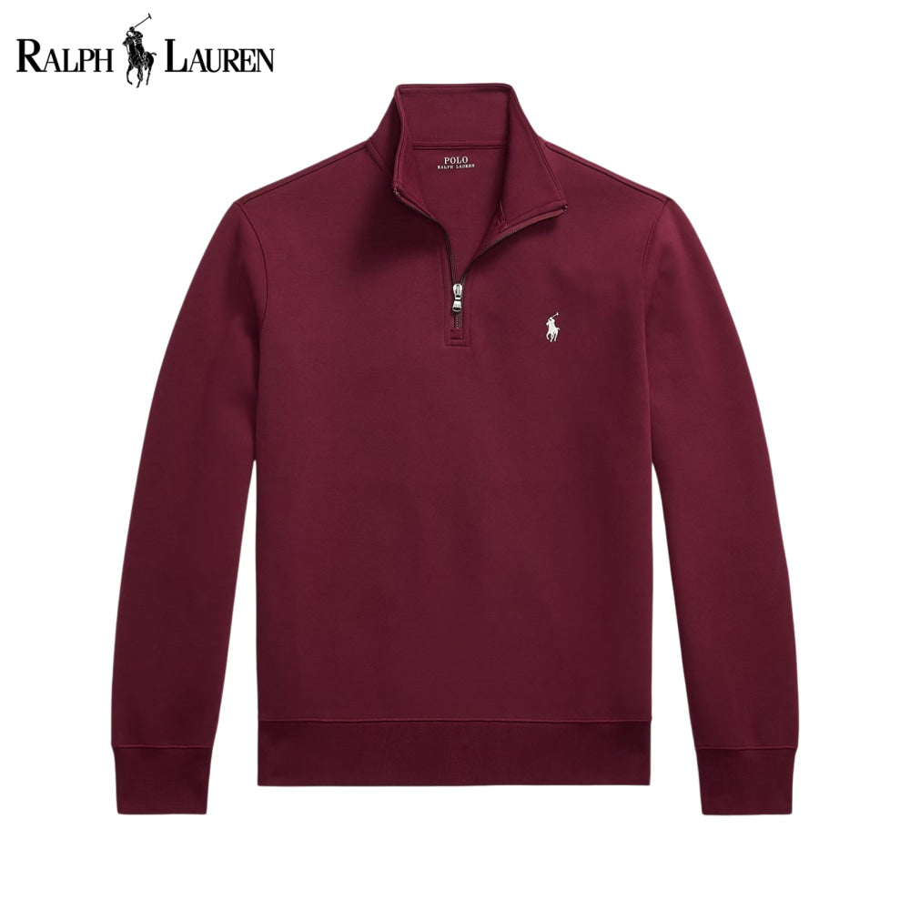 RL Double-Knit Mockneck Pullover Wine / S RL Double-Knit Mockneck Pullover