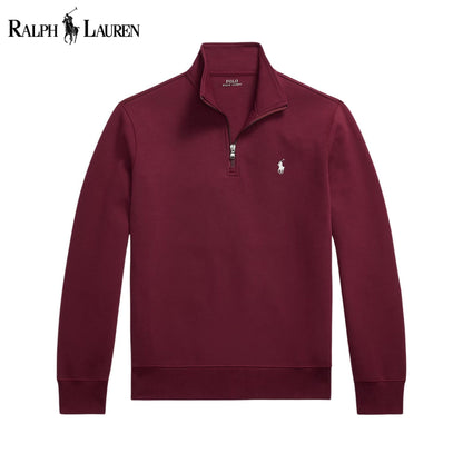 RL Double-Knit Mockneck Pullover Wine / S RL Double-Knit Mockneck Pullover