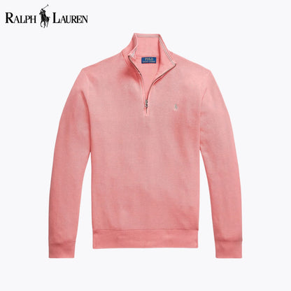 RL Mesh-Knit Cotton Quarter-Zip Sweater Rose / S RL Mesh-Knit Cotton Quarter-Zip Sweater