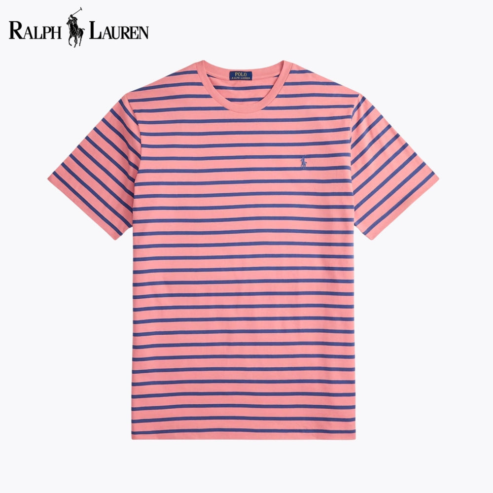 RL Striped Jersey Crewneck T-Shirt Rose/Old Royal / S RL Striped Jersey Crewneck T-Shirt
