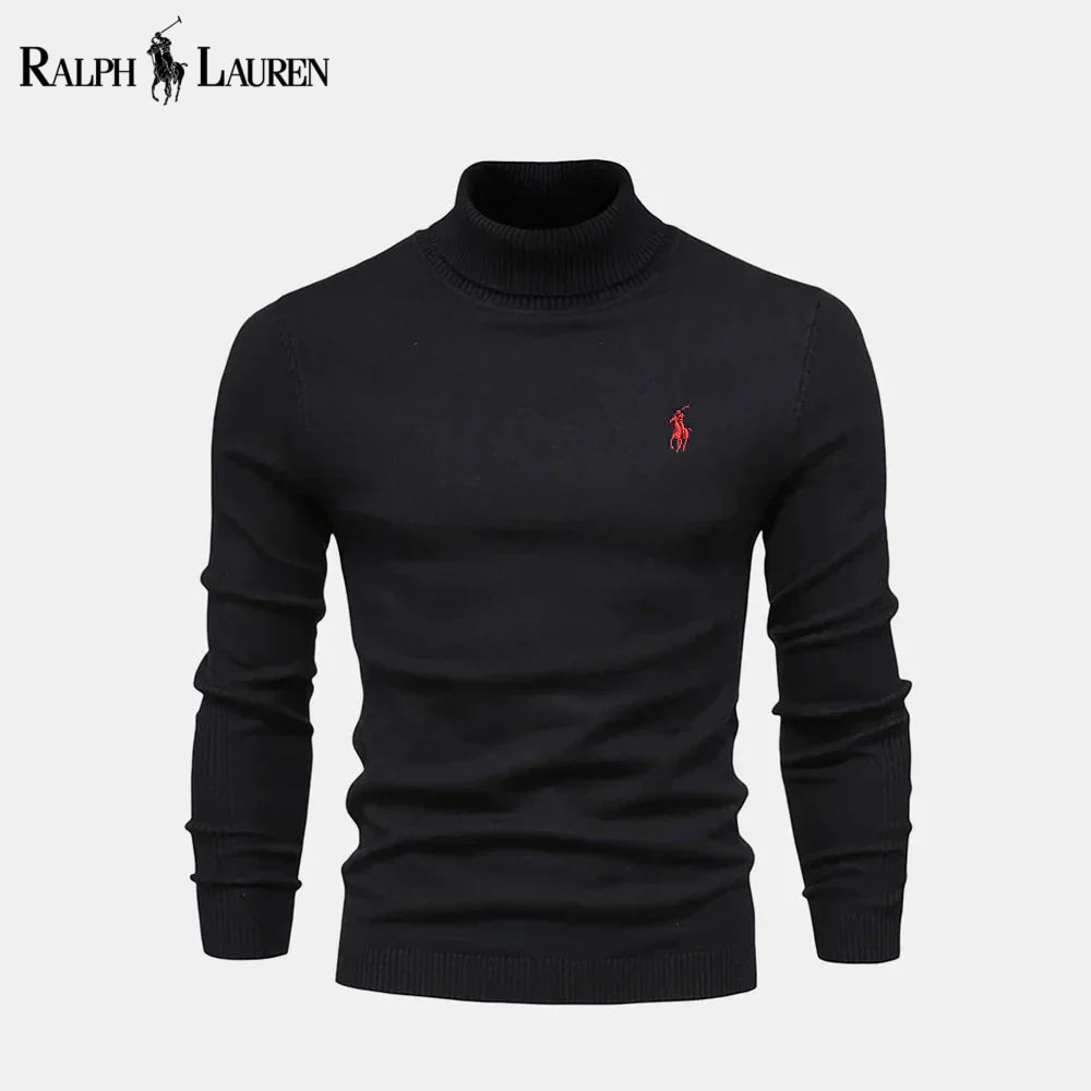 RL Turtleneck Cable-Knit Wool Knit Sweater Black / S RL Turtleneck Cable-Knit Wool Knit Sweater