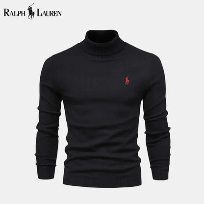 RL Turtleneck Cable-Knit Wool Knit Sweater Black / S RL Turtleneck Cable-Knit Wool Knit Sweater