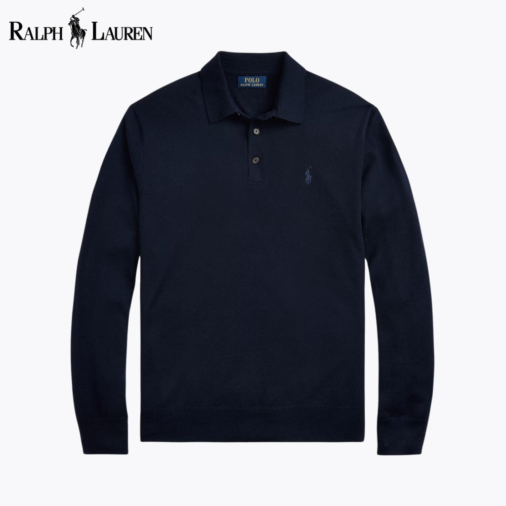 RL Wool Polo-Collar Jumper Blue Navy / S RL Wool Polo-Collar Sweater