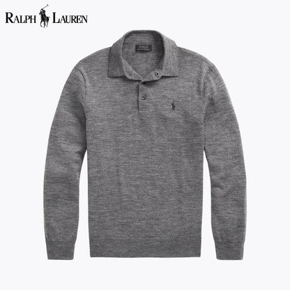 RL Wool Polo-Collar Jumper Grey / S RL Wool Polo-Collar Sweater